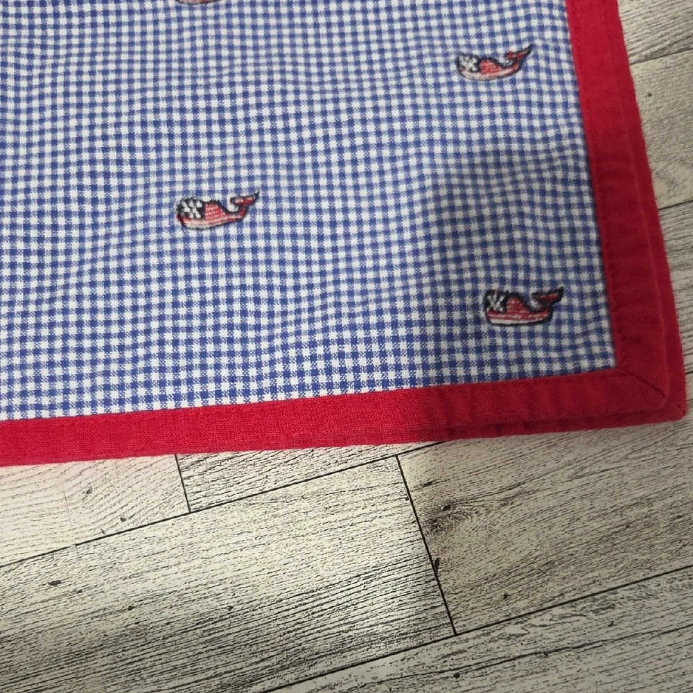 Vineyard Vines Patriotic Blue Checkered Whale Placemats